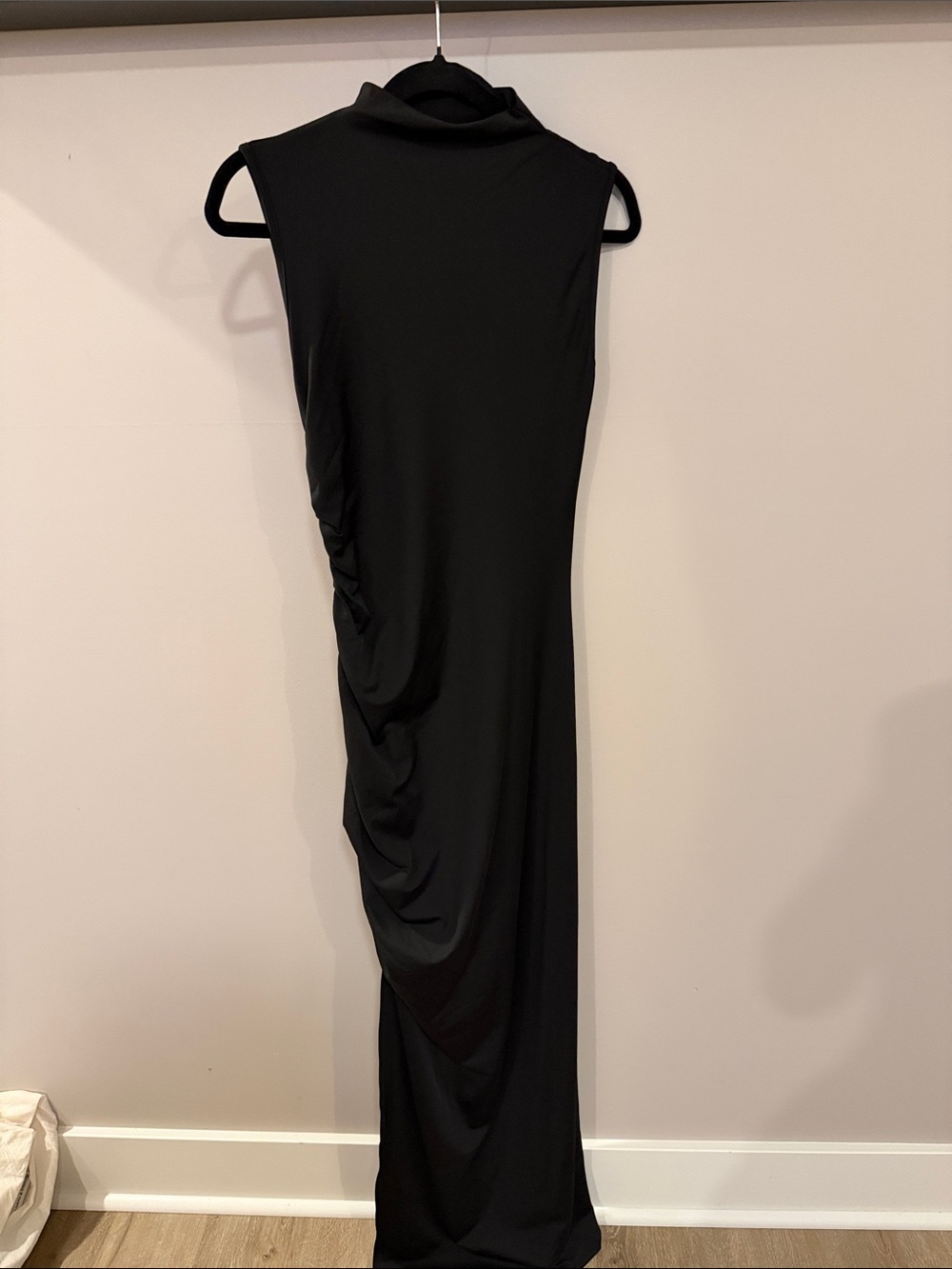 SHEIN Black Sleeveless Maxi Dress with Side Drape